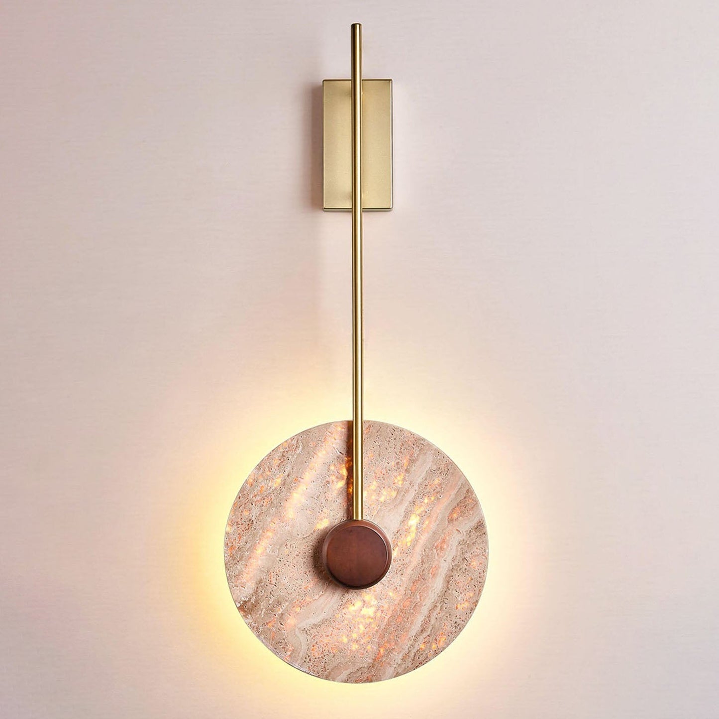 Scandinavian Iron Yellow Travertine LED Wall Sconce Lamp
