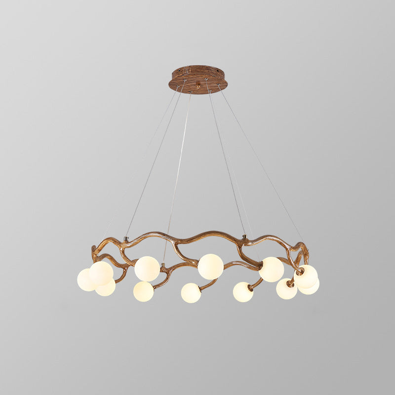 Round Tree Branch Hardware Glass 6/8/10/12 Light Chandelier