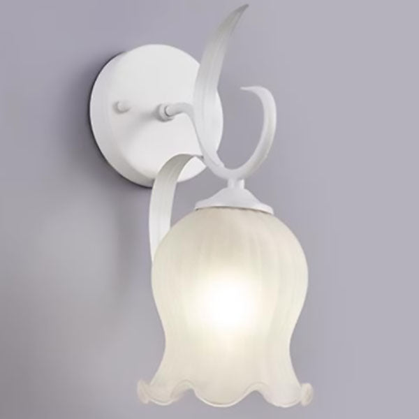Simplicity Flower Iron Glass 1-Light Wall Sconce Lamp
