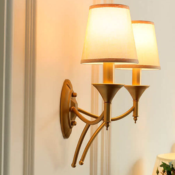 Light Iron Fabric 1/2-Light Mushroom Wall Sconce Lamp