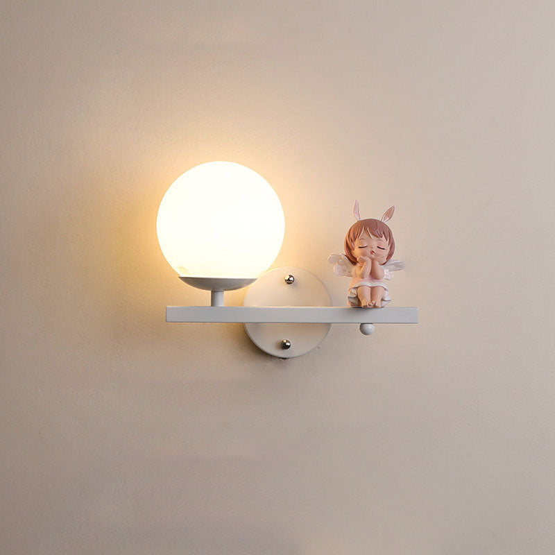 Kids Unicorn Orb Resin Iron Glass 1-Light Wall Sconce Lamp