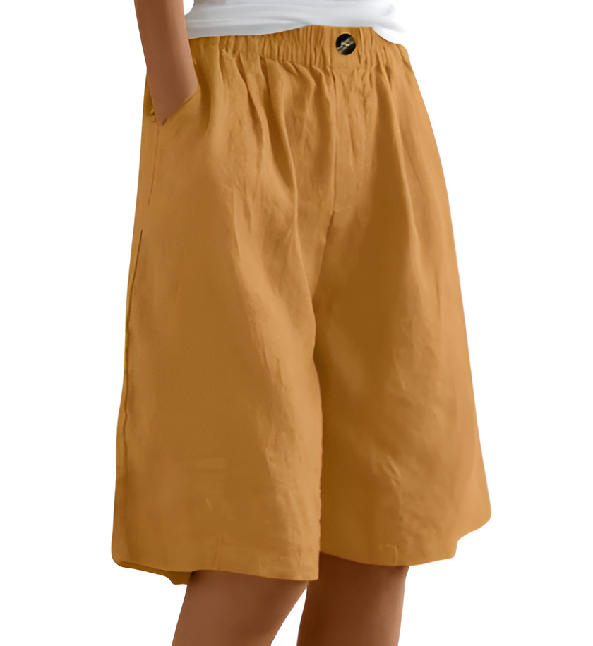 Relaxed Mid-Thigh Shorts with Elastic Waist