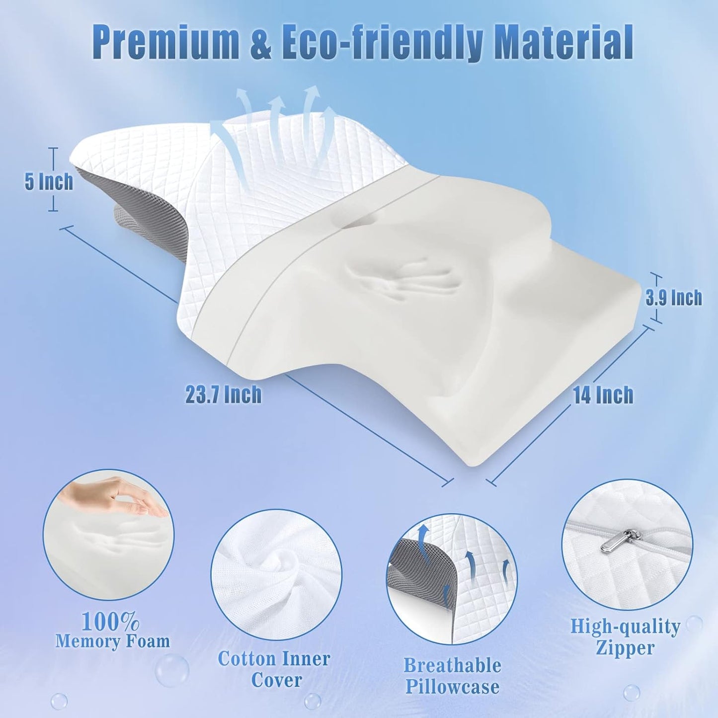 Memory Foam Contour Neck Pillow, Washable Cover
