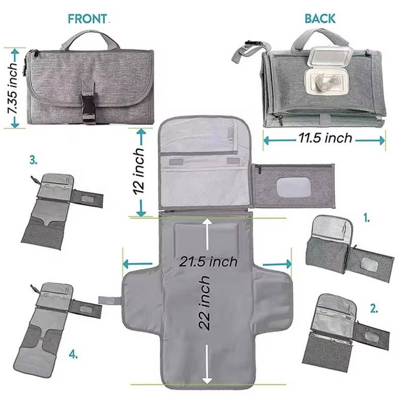 Portable Diaper Changing Pad with Wipes Pocket
