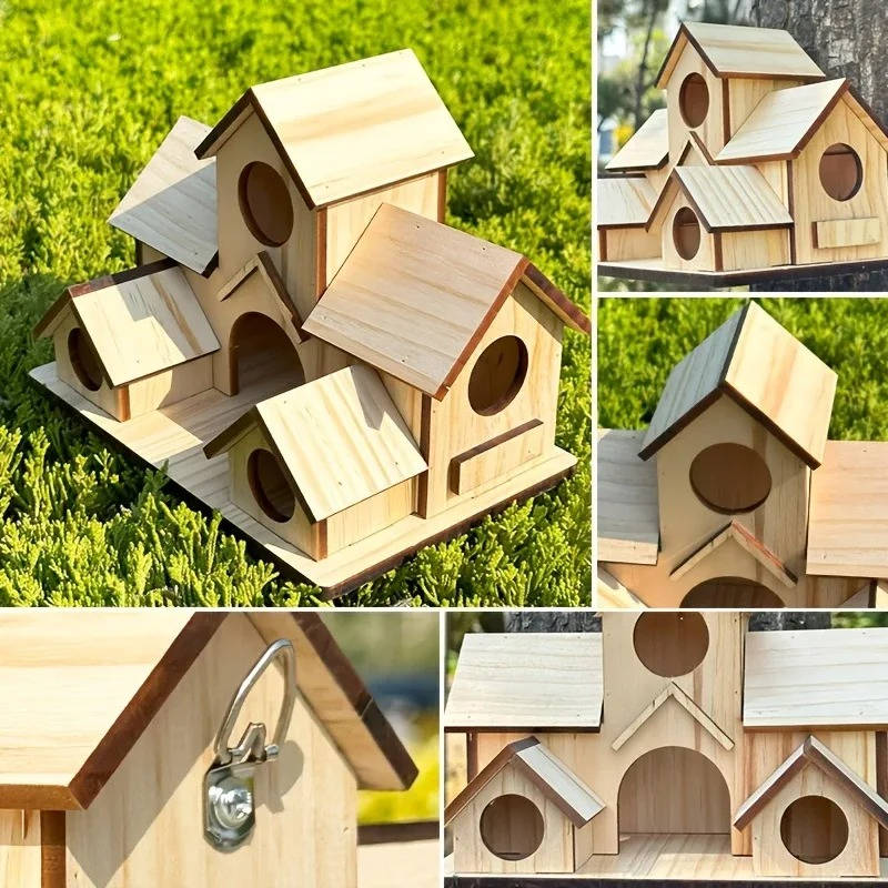 Natural Wooden Hanging Bird House