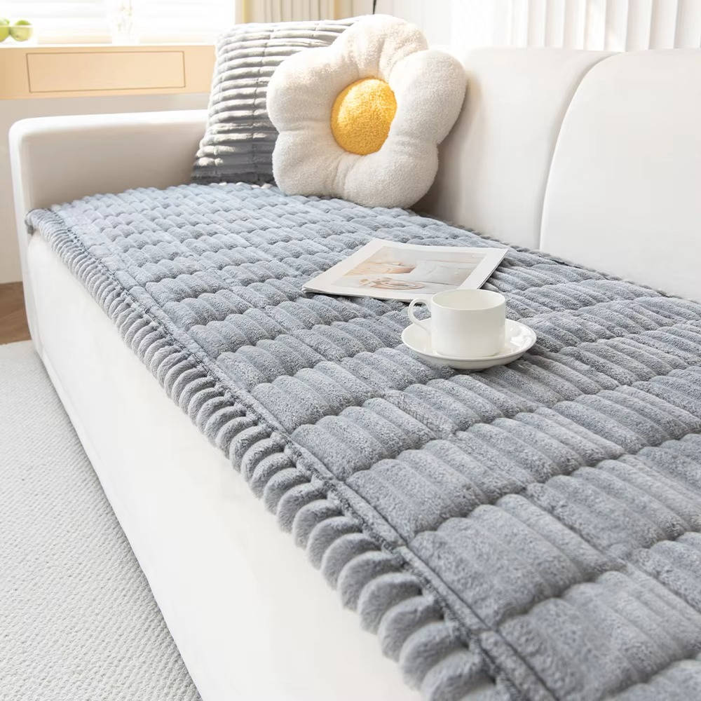 Non Slip Fuzzy Pet Couch Cover for 2-3 Cushions