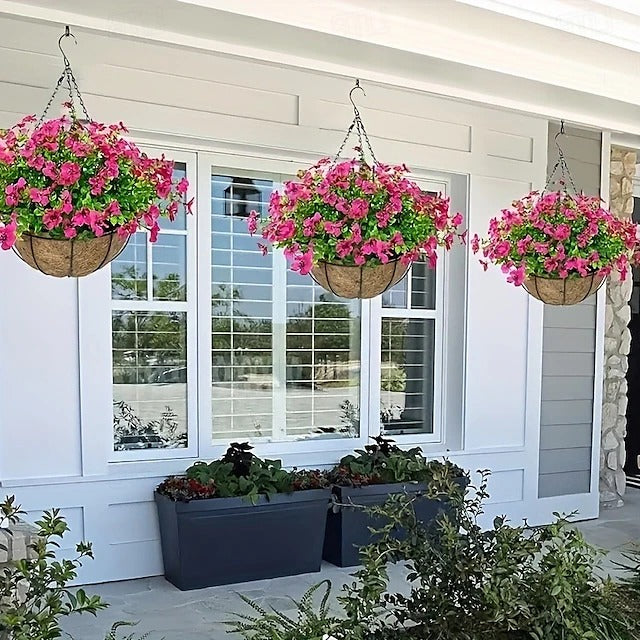 Faux Floral Hanging Planter for Balcony