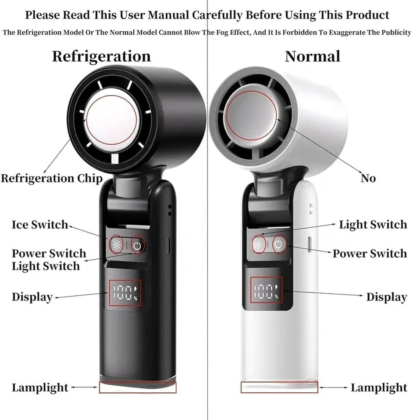 3-in-1 Handheld Turbo Fan with Flashlight