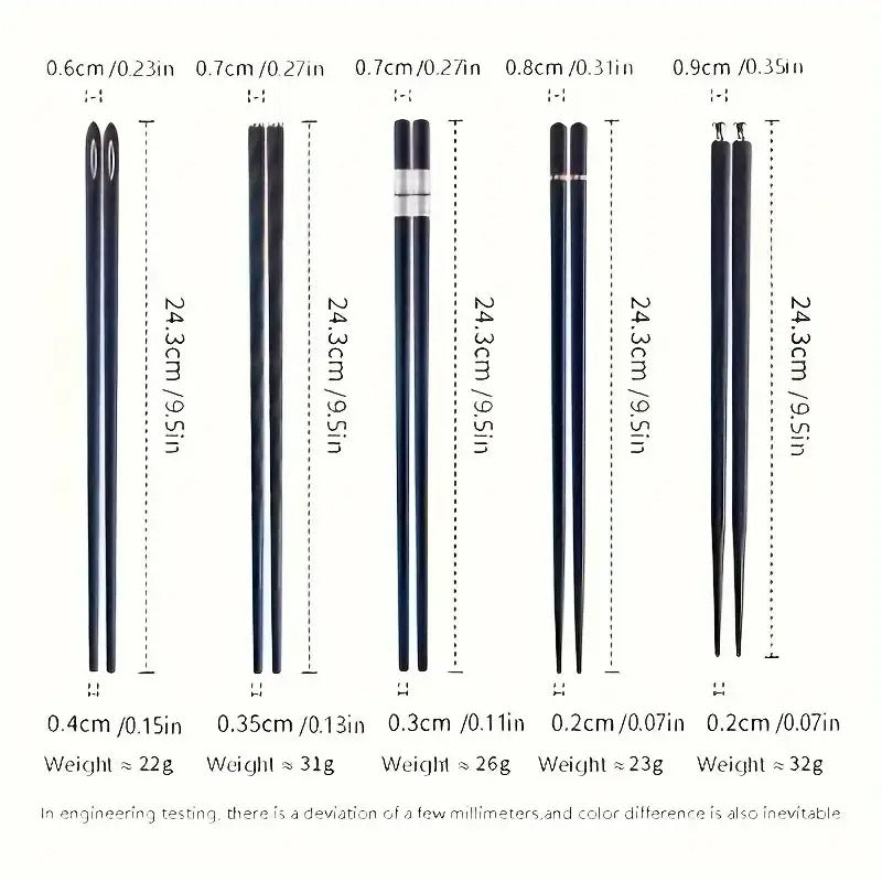 Non-Slip Japanese Alloy Chopsticks, 5 Pairs