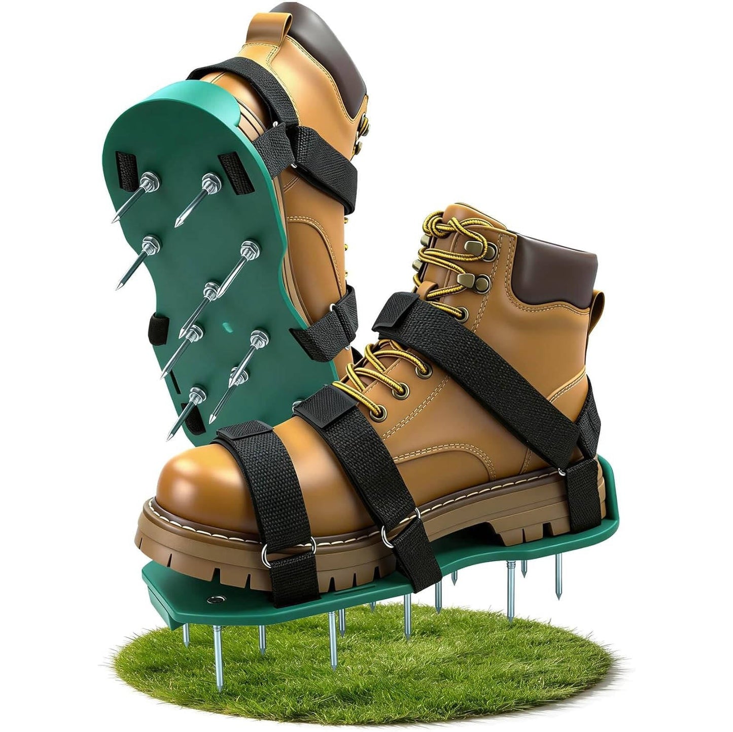 Lawn Aerator Shoes with Hook and Loop Straps