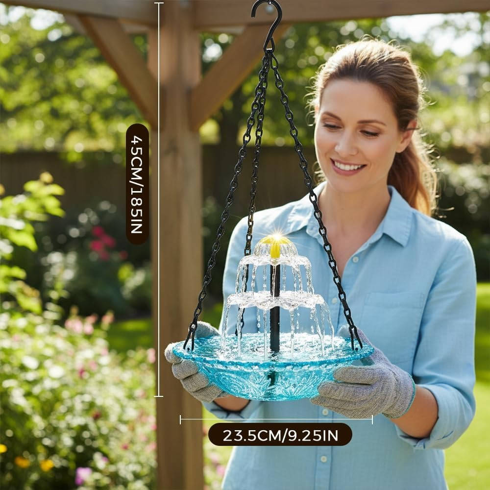 Solar Powered Hanging Bird Bath Fountain