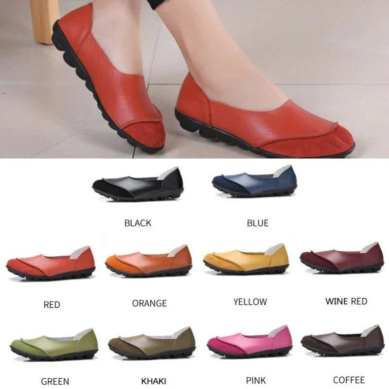 Slip-On Leather Moccasins with Wide Round Toe