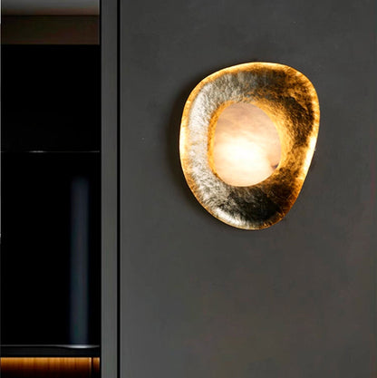 Traditional Round Copper Marble LED Wall Sconce Lamp
