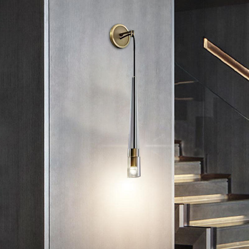 Conical Cylinder Copper Crystal 1-Light Wall Scone Lamp