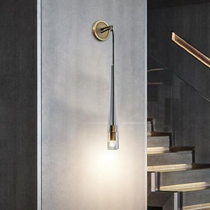 Conical Cylinder Copper Crystal 1-Light Wall Scone Lamp