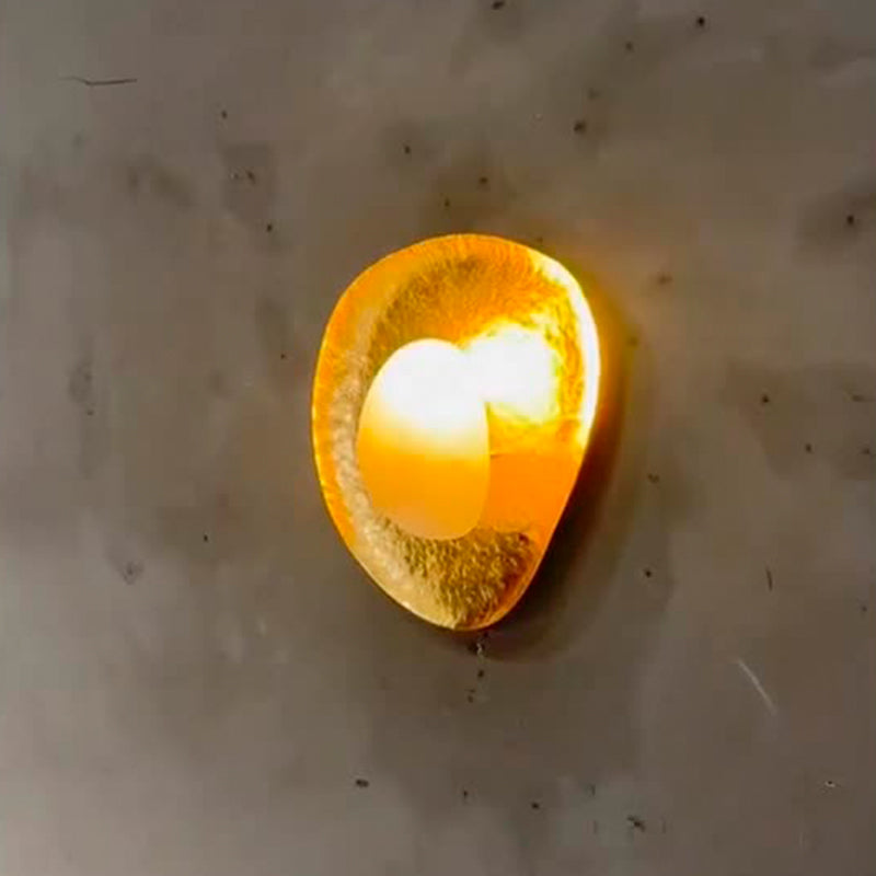Traditional Round Copper Marble LED Wall Sconce Lamp