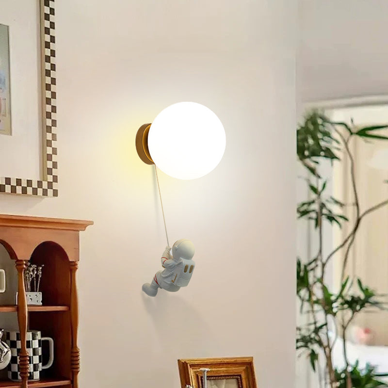 Spherical Round Resin Glass 1-Light Wall Scone Lamp