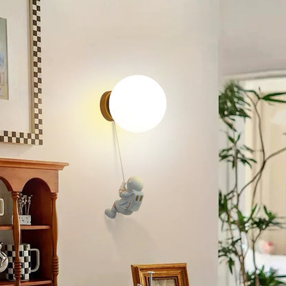 Spherical Round Resin Glass 1-Light Wall Scone Lamp