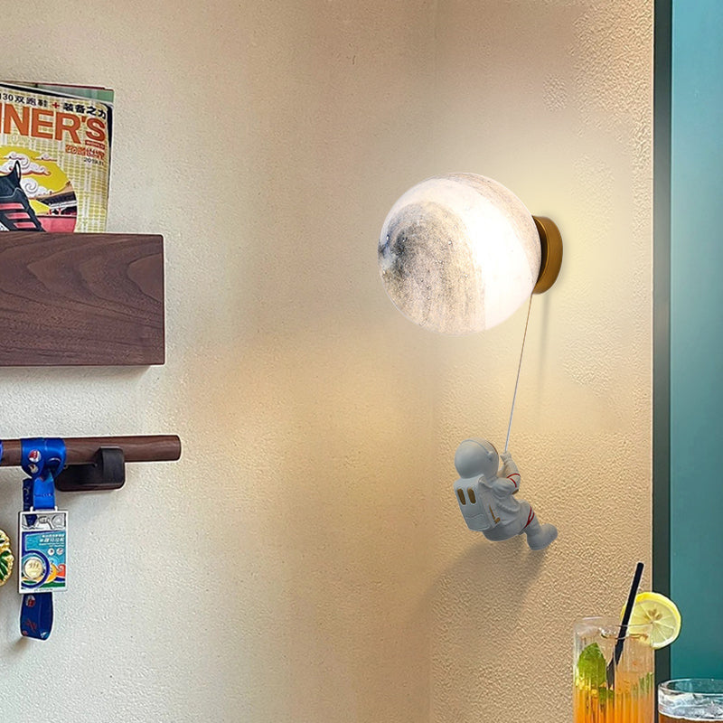 Spherical Round Resin Glass 1-Light Wall Scone Lamp