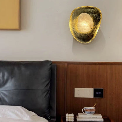 Traditional Round Copper Marble LED Wall Sconce Lamp