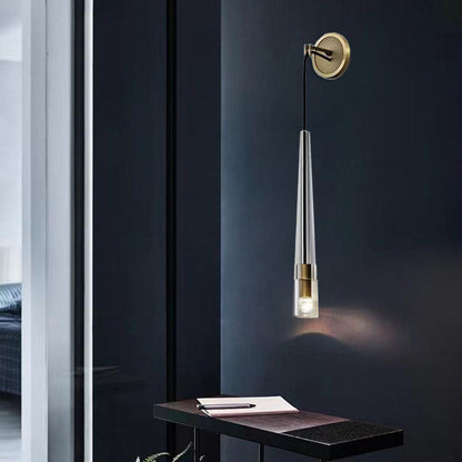 Conical Cylinder Copper Crystal 1-Light Wall Scone Lamp