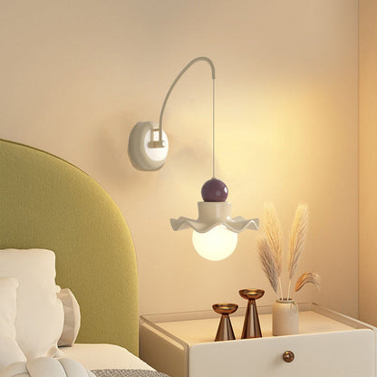 Round Disc Base PE Resin Iron 1-Light Wall Sconce Lamp