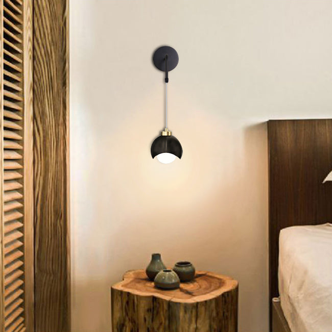 Scandinavian Spherical Glass Iron 1-Light Wall Sconce Lamp