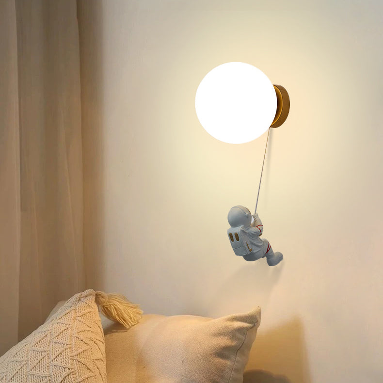 Spherical Round Resin Glass 1-Light Wall Scone Lamp
