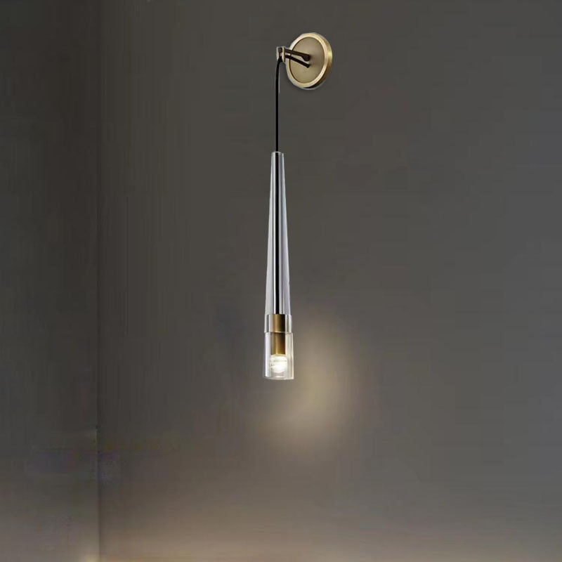 Conical Cylinder Copper Crystal 1-Light Wall Scone Lamp