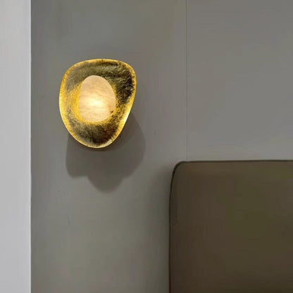 Traditional Round Copper Marble LED Wall Sconce Lamp