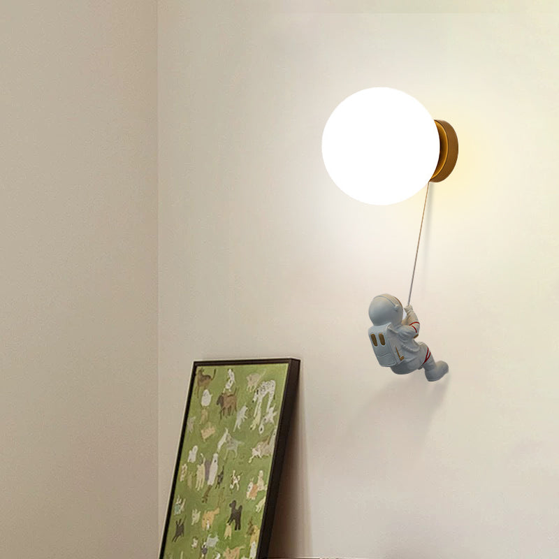 Spherical Round Resin Glass 1-Light Wall Scone Lamp