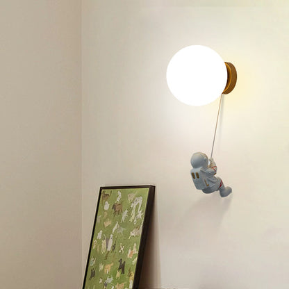 Spherical Round Resin Glass 1-Light Wall Scone Lamp