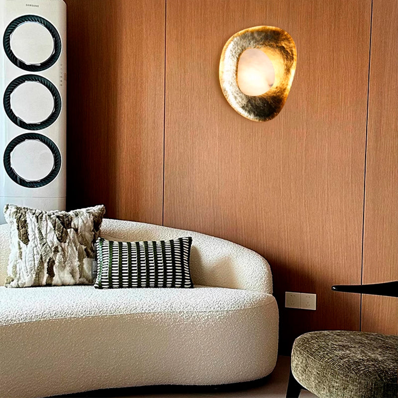Traditional Round Copper Marble LED Wall Sconce Lamp