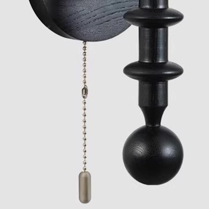 French Glass Ash Wood Hardware 1-Light Wall Sconce Lamp