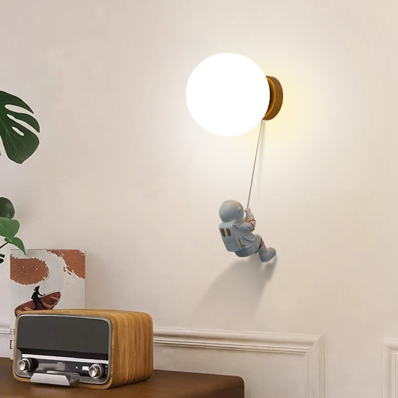 Spherical Round Resin Glass 1-Light Wall Scone Lamp