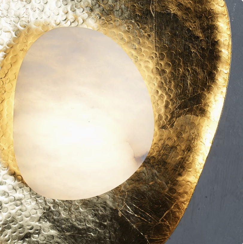 Traditional Round Copper Marble LED Wall Sconce Lamp