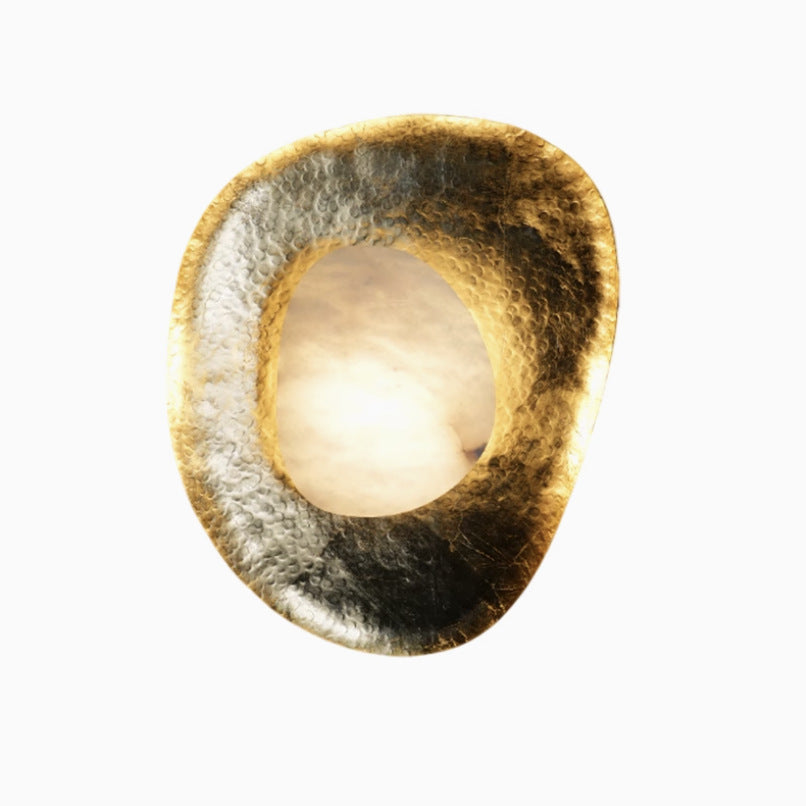 Traditional Round Copper Marble LED Wall Sconce Lamp