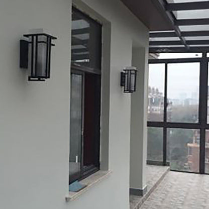 Waterproof Rectangular Alloy Glass 1-Light Wall Sconce Lamp