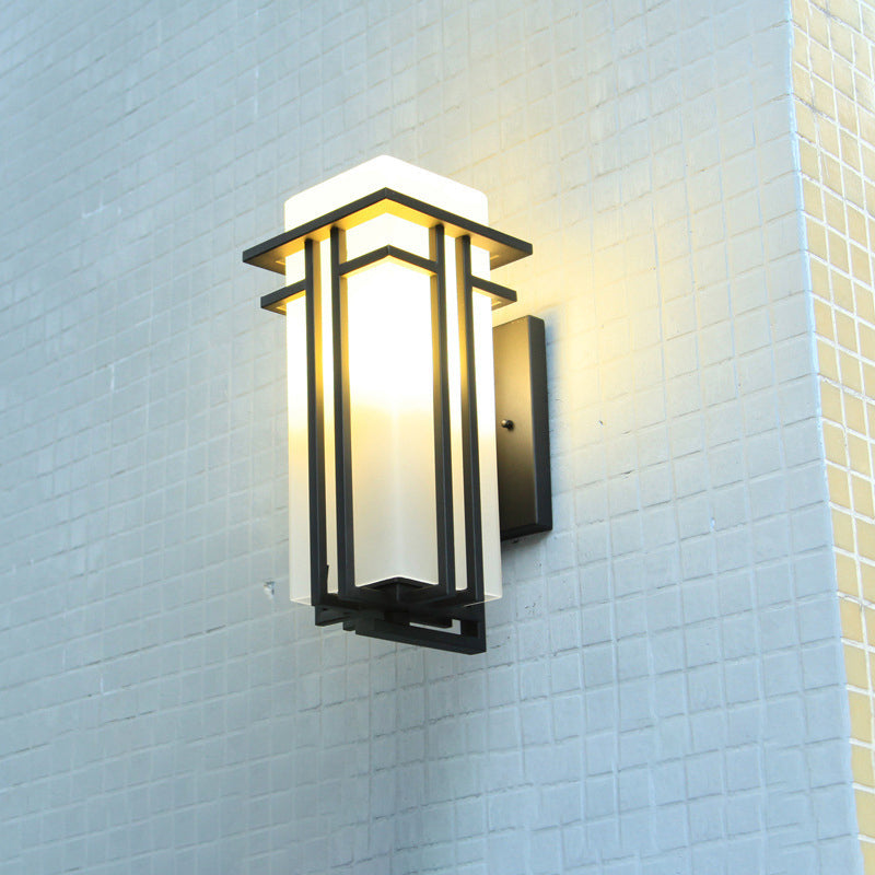 Waterproof Rectangular Alloy Glass 1-Light Wall Sconce Lamp