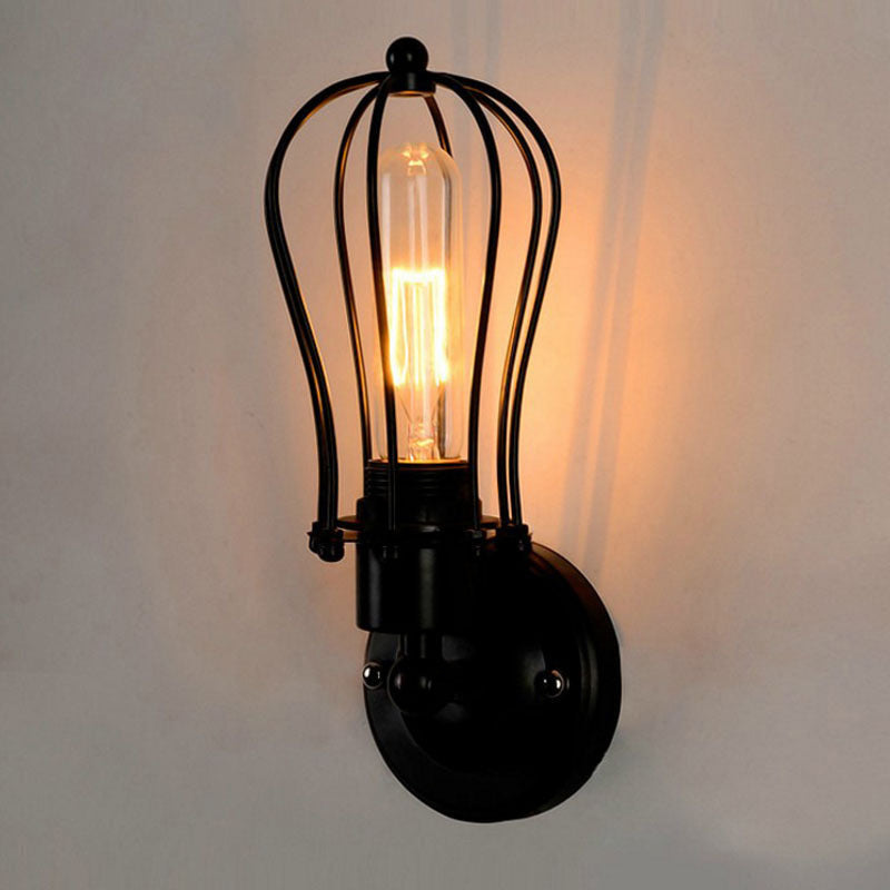 Industrial Iron Frame 1/2-Light Wall Sconce Lamp