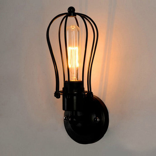 Industrial Iron Frame 1/2-Light Wall Sconce Lamp