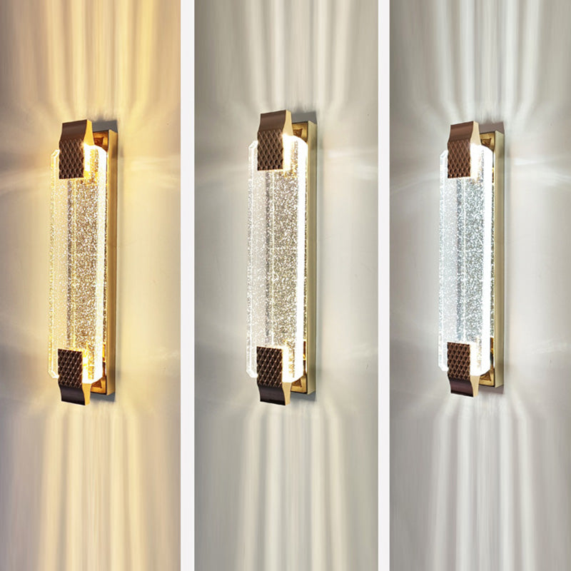 Rectangular Glass Stainless Steel LED Wall Sconce Lamp