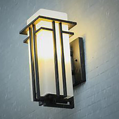 Waterproof Rectangular Alloy Glass 1-Light Wall Sconce Lamp