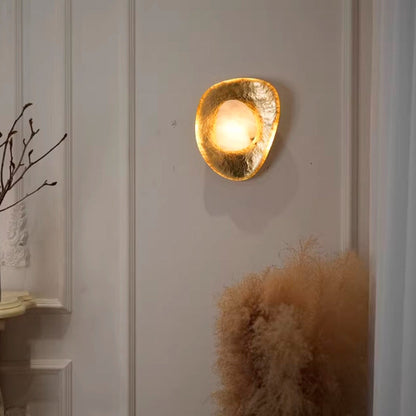 Traditional Round Copper Marble LED Wall Sconce Lamp