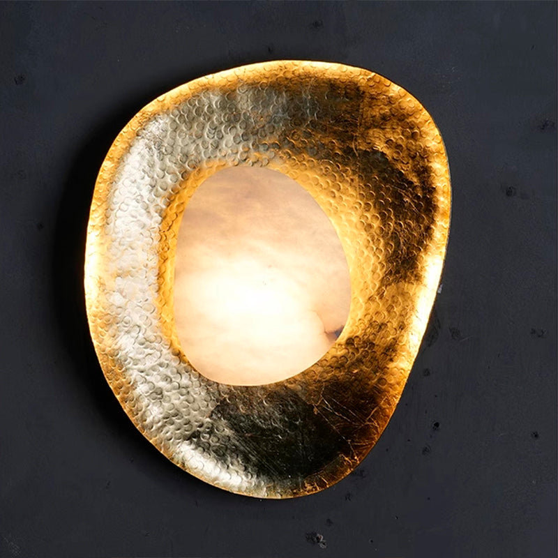 Traditional Round Copper Marble LED Wall Sconce Lamp