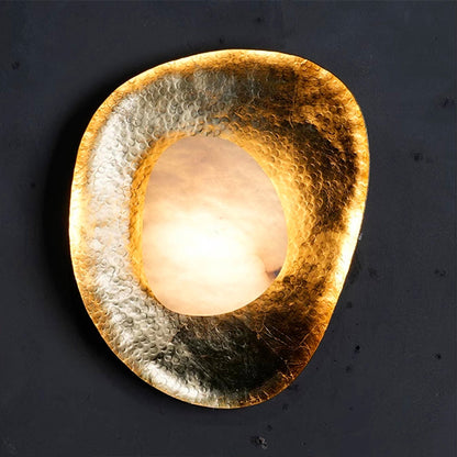 Traditional Round Copper Marble LED Wall Sconce Lamp