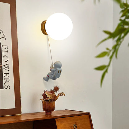 Spherical Round Resin Glass 1-Light Wall Scone Lamp