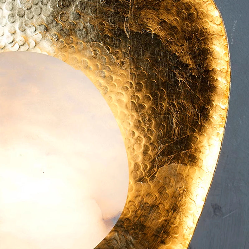 Traditional Round Copper Marble LED Wall Sconce Lamp