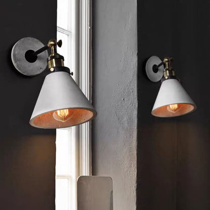 Round Flared Aluminum Cement 1-Light Wall Sconce Lamp