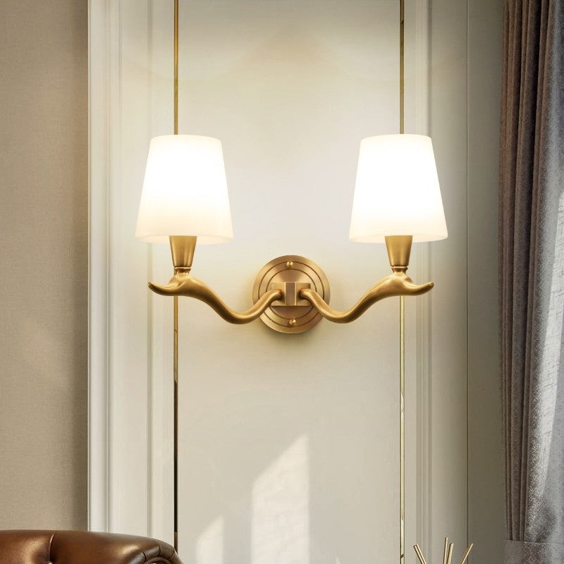 Copper Glass Swan Neck Glass 1/2 Light Wall Sconce Lamp
